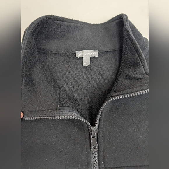 Talbot's Black Long Zip Up Fleece Lined Jacket With Draw String Large [133] - Picture 8 of 12